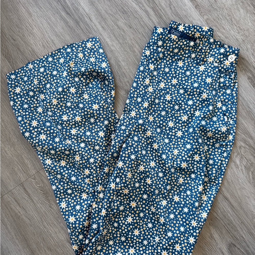 Starburst-Motif Satin Wide-Leg Pant Polo Ralph Lauren